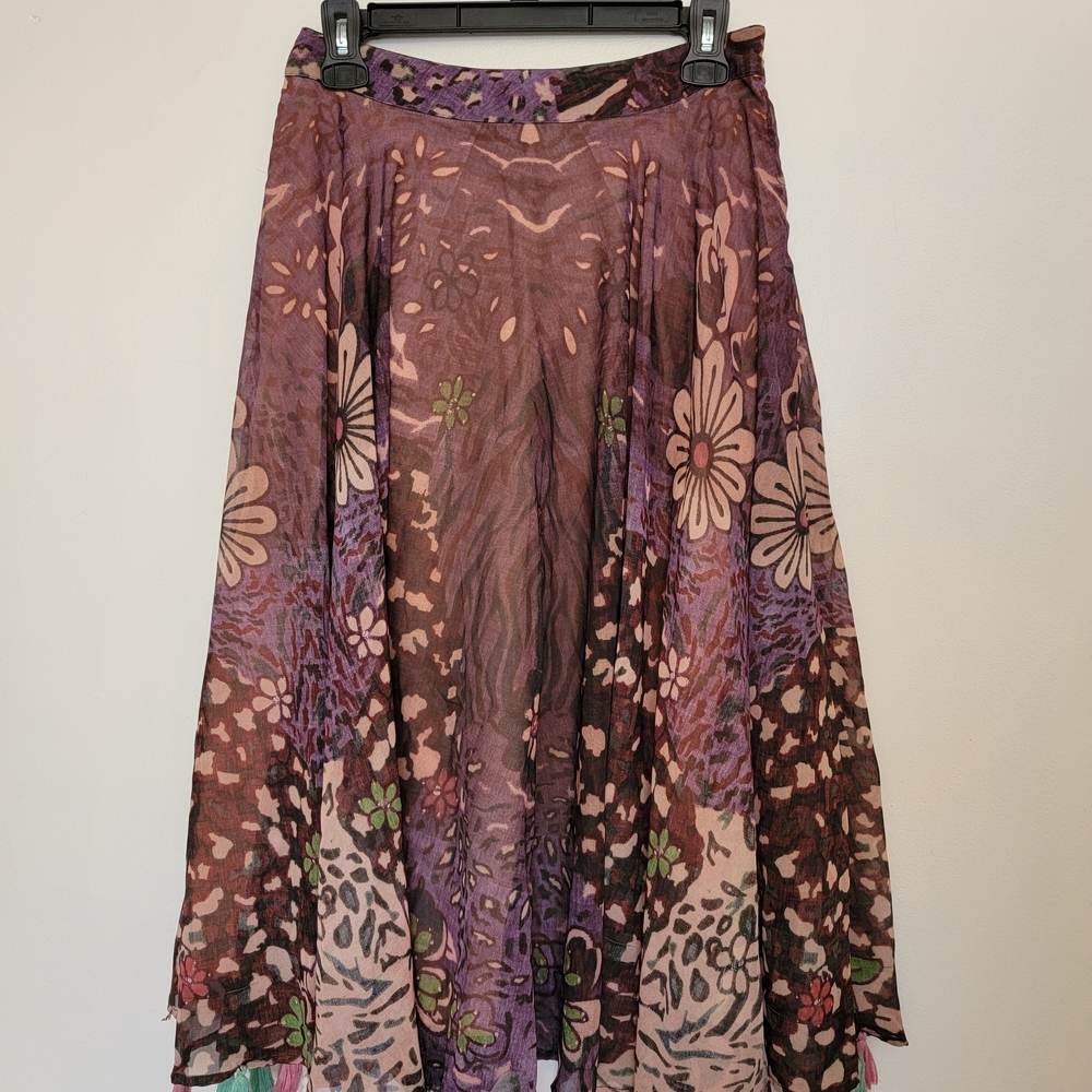 J. Peterman Multicolor Floral A-Line Skirt